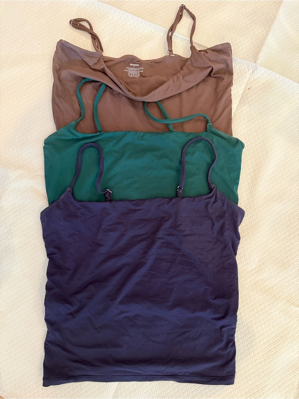 Three-Pack Tank Tops in Brown, Forest green, and Navy